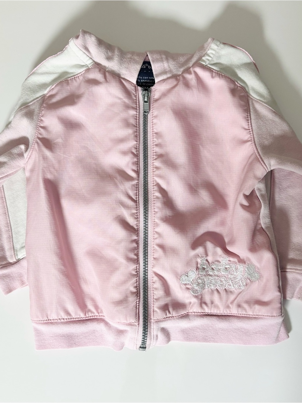 Vintage GUESS Baby Pink Varsity Fleece Zip Hoodie Coquette Designer Preppy Y2k